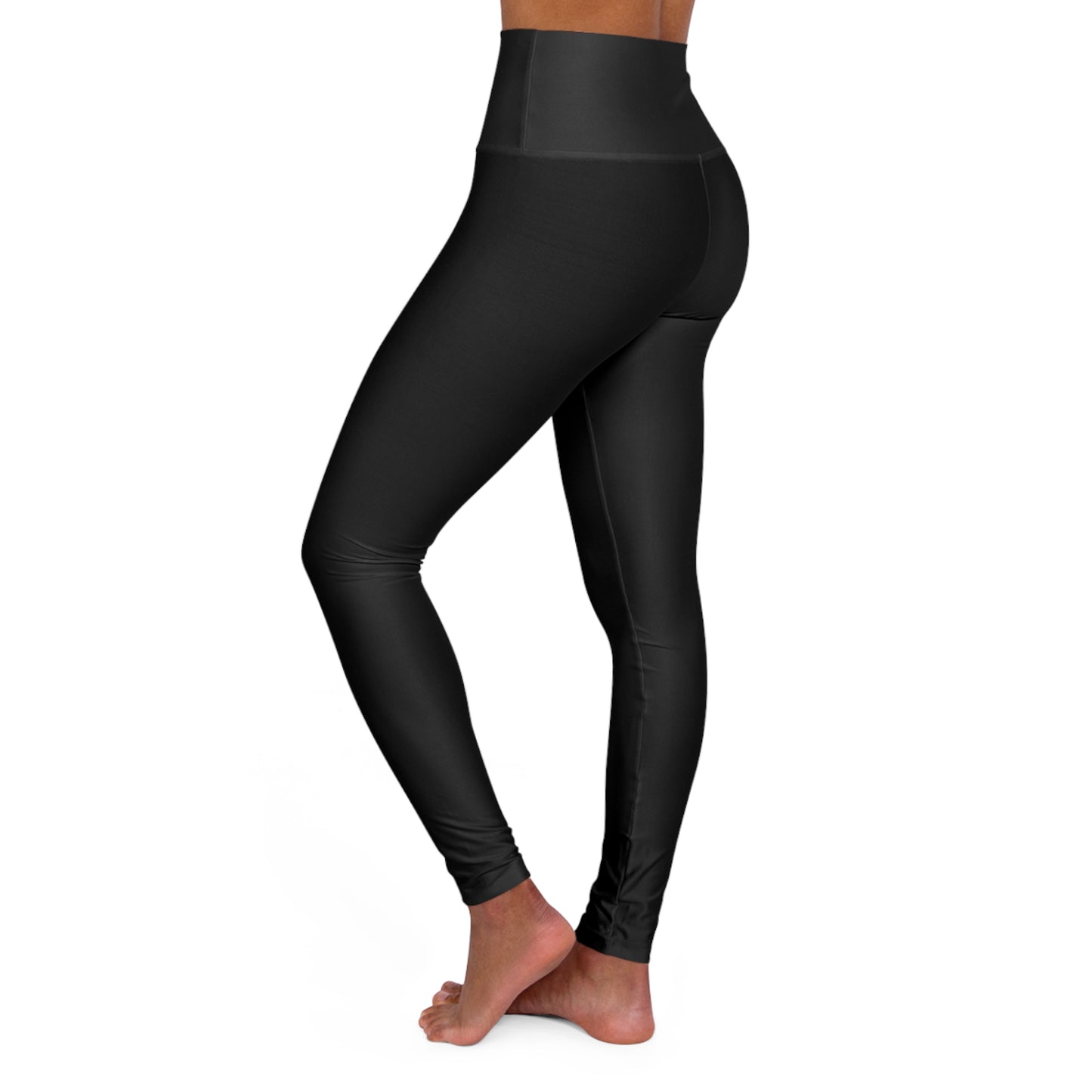 Women's black high-waisted seamless leggings shown from the back and side view – comfortable compression fit for gym, yoga, and everyday activewear.