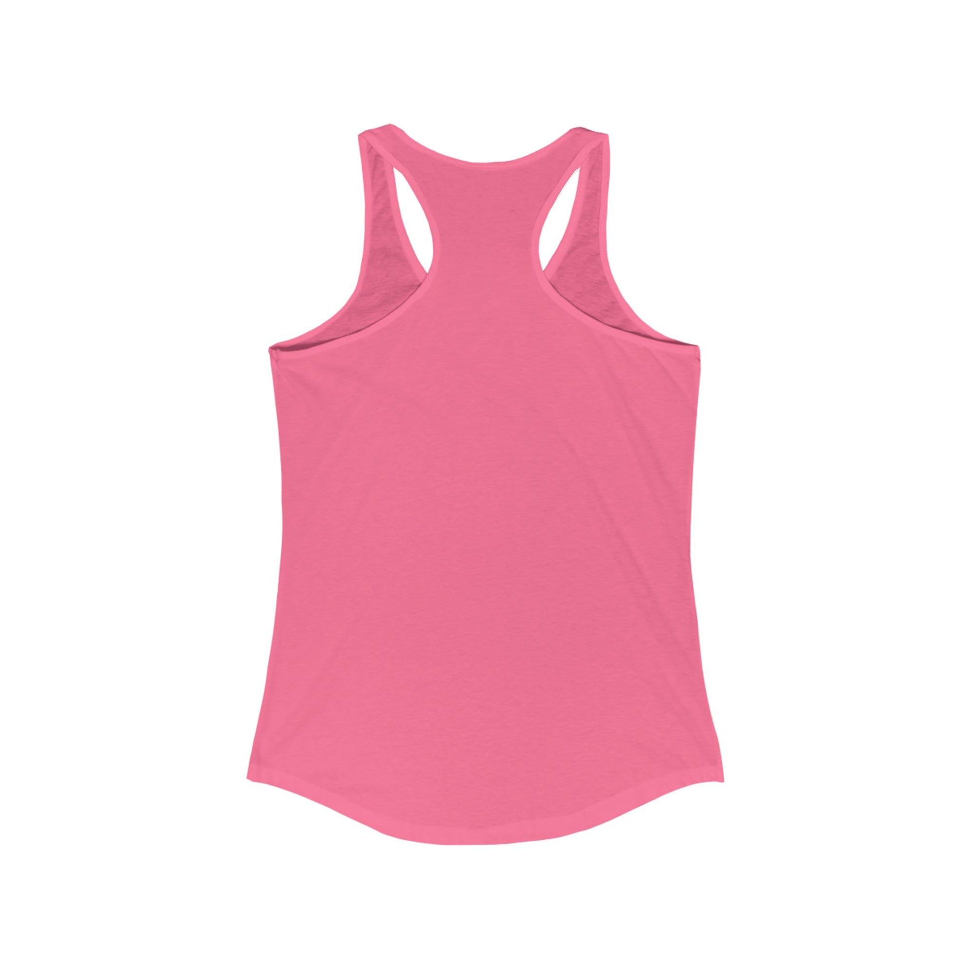 Back view of pink women’s racerback tank top showing comfortable cut and lightweight fabric