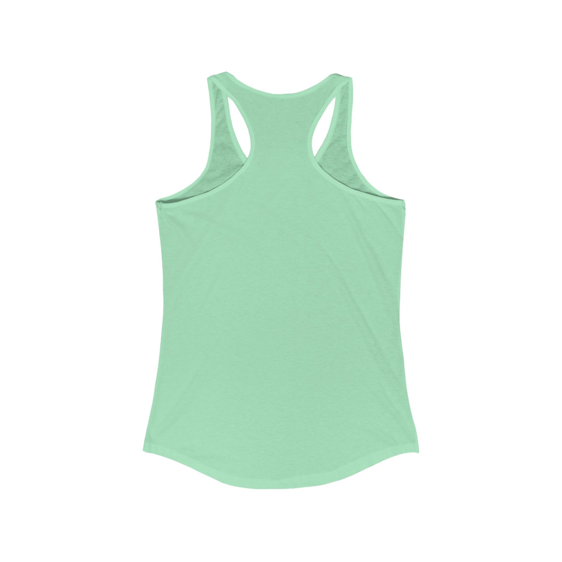 Back view of women’s racerback tank top showing comfortable cut and lightweight fabric